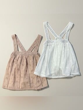 Unsubscribed Eyelet Cotton Tank Tops Lot of 2- Blush & White Small & Medium NWT
